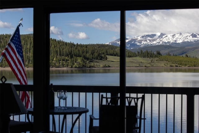 576 Tenderfoot St Unit 163, Dillon, CO 80435 - water view with a heavily wooded area and mountains