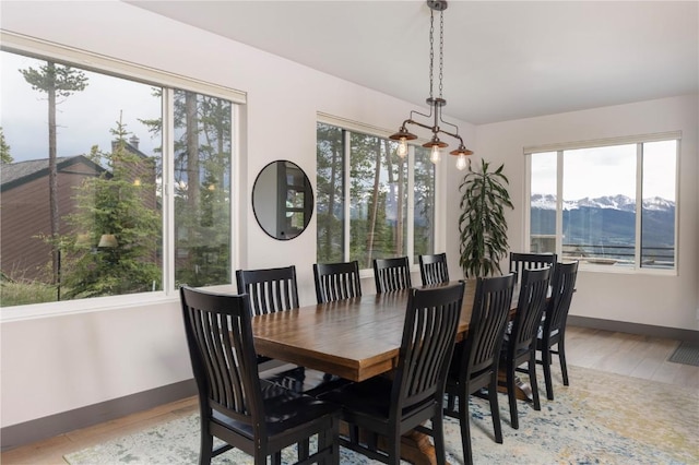 260 N Fuller Placer Rd, Breckenridge, CO 80424 - dining area featuring light wood-style flooring and a mountain view