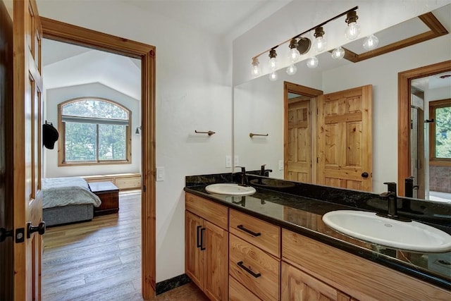 ensuite bathroom with ensuite bath, a sink, and a healthy amount of sunlight