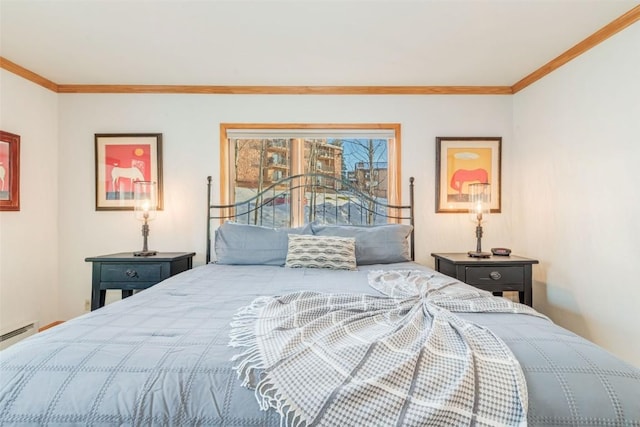 bedroom featuring crown molding