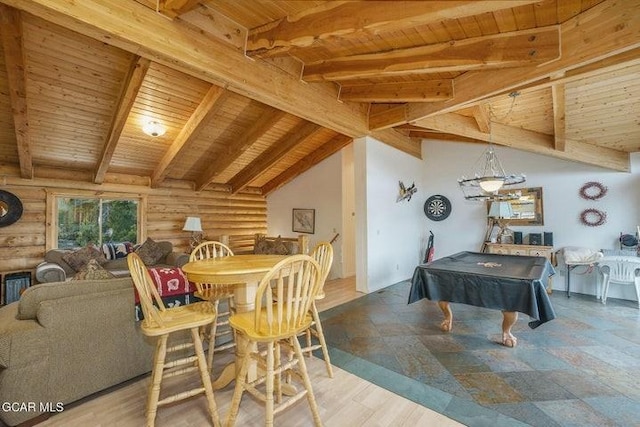 90 Gcr 864, Tabernash, CO 80478 - game room featuring rustic walls, lofted ceiling with beams, wooden ceiling, and billiards