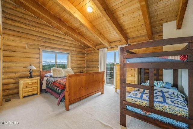 90 Gcr 864, Tabernash, CO 80478 - bedroom with wood ceiling, multiple windows, lofted ceiling with beams, and carpet floors