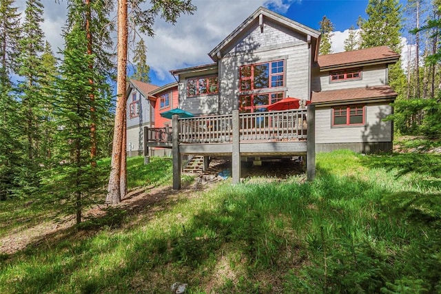 366 Moonstone Rd, Breckenridge, CO 80424 - rear view of house featuring a wooden deck and stairs