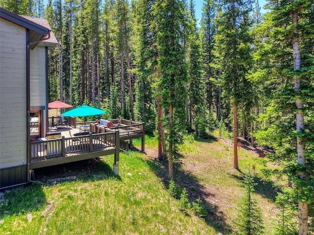 366 Moonstone Rd, Breckenridge, CO 80424 - view of yard with a wooden deck and a wooded view
