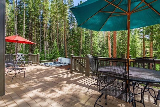 366 Moonstone Rd, Breckenridge, CO 80424 - deck with outdoor dining space and a view of trees