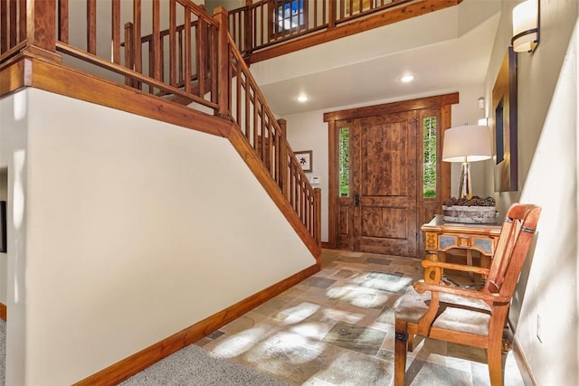 366 Moonstone Rd, Breckenridge, CO 80424 - entrance foyer with stairs and recessed lighting