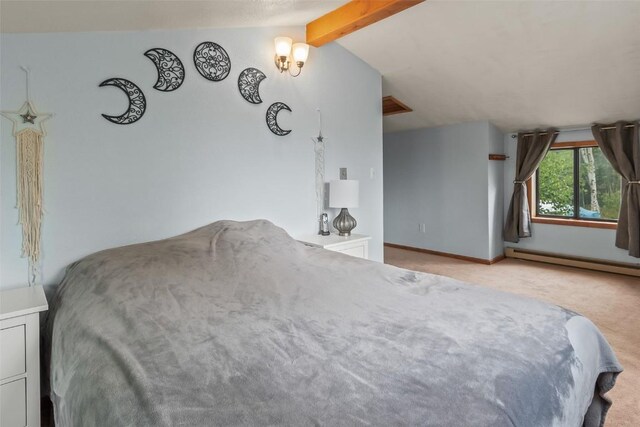 465 Mount Guyot Cir, Jefferson, CO 80456 - carpeted bedroom featuring baseboards and lofted ceiling with beams