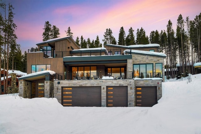 modern home with a balcony