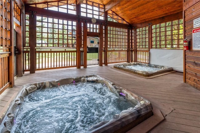 435 Ore House Plz Unit 202, Steamboat Springs, CO 80487 - wooden deck with an indoor hot tub