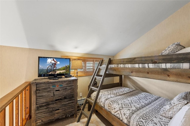 9490 Ryan Gulch Rd Unit 94202, Silverthorne, CO 80498 - carpeted bedroom featuring lofted ceiling and baseboard heating
