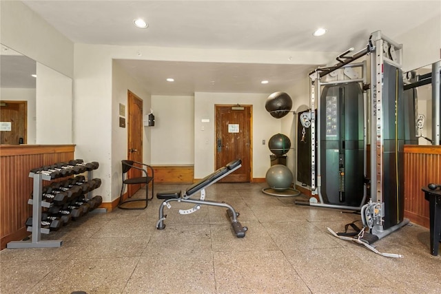 655 Four Oclock Rd Unit 209, Breckenridge, CO 80424 - exercise room featuring baseboards and recessed lighting