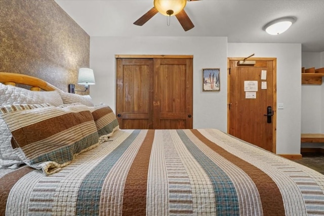 655 Four Oclock Rd Unit 209, Breckenridge, CO 80424 - bedroom with a closet and a ceiling fan