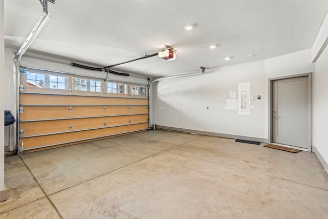garage with a garage door opener