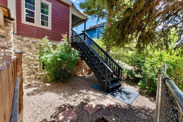 200 N Grant Ave, Oak Creek, CO 80467 - view of property exterior featuring stone siding and stairs