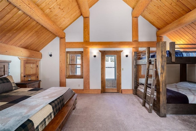 57640 County Road 129, Clark, CO 80428 - bedroom with carpet floors and wooden ceiling