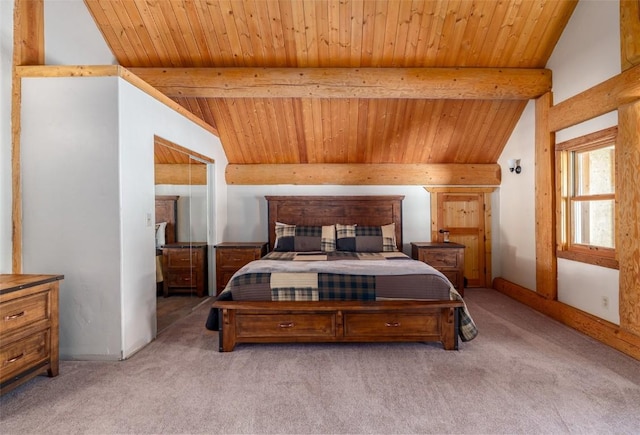 57640 County Road 129, Clark, CO 80428 - bedroom featuring light carpet and wood ceiling