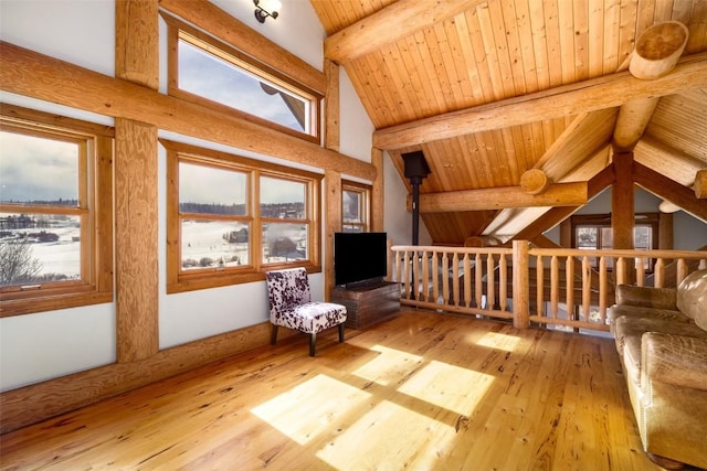 57640 County Road 129, Clark, CO 80428 - living area featuring wood ceiling and hardwood / wood-style flooring
