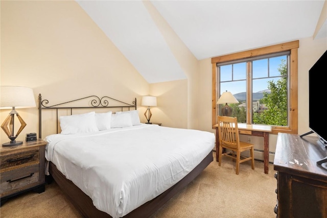 50 Mountain Thunder Dr Unit 1402, Breckenridge, CO 80424 - bedroom with light carpet and vaulted ceiling