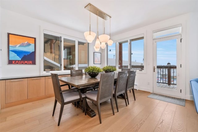 dining area featuring light hardwood / wood-style floors