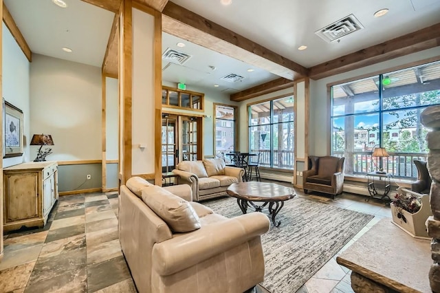 100 Dercum Sq Unit 8343, Keystone, CO 80435 - living room featuring baseboards, visible vents, and recessed lighting