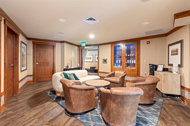 1521 Ski Hill Rd Unit 8313, Breckenridge, CO 80424 - living area with dark wood-type flooring and recessed lighting