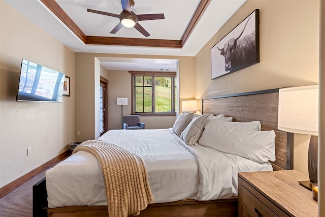 1521 Ski Hill Rd Unit 8313, Breckenridge, CO 80424 - bedroom with a tray ceiling and a ceiling fan