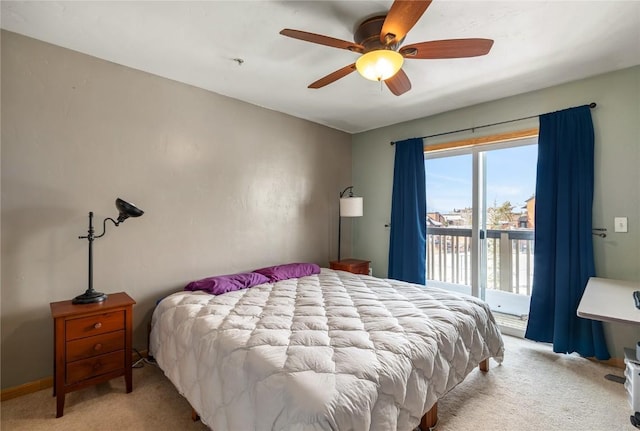 3335 Columbine Dr Unit 907, Steamboat Springs, CO 80487 - carpeted bedroom featuring ceiling fan and access to exterior