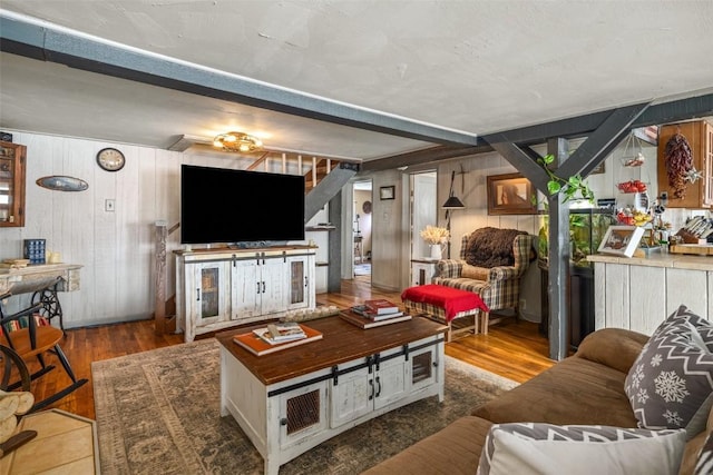 living room with wood finished floors