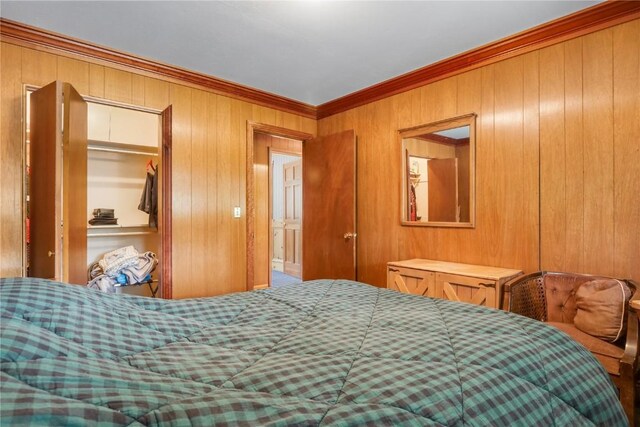 212 Briar Rose Ln, Breckenridge, CO 80424 - bedroom with ornamental molding and wood walls