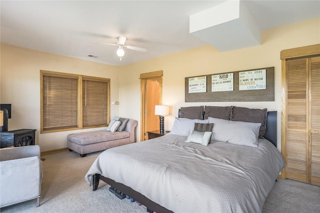 27100 Neptune Pl, Clark, CO 80428 - bedroom featuring carpet floors, a closet, and a ceiling fan
