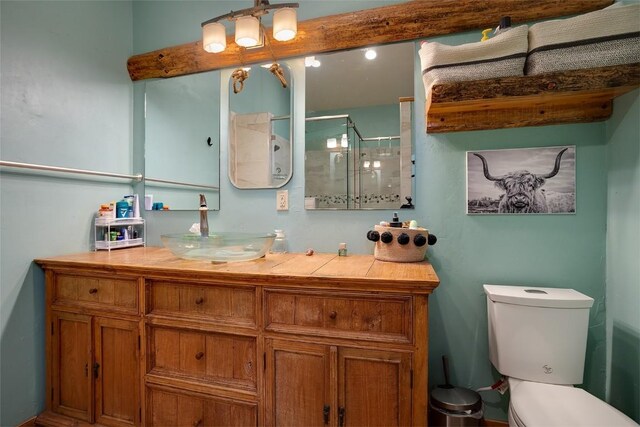 26755 Aspen Ct, Clark, CO 80428 - bathroom featuring vanity, a shower stall, and toilet