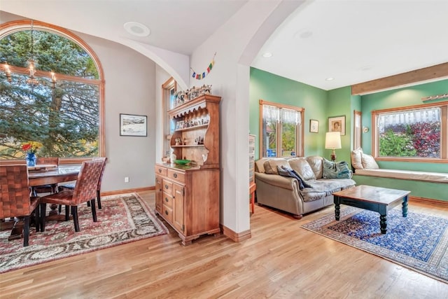 interior space with light hardwood / wood-style flooring