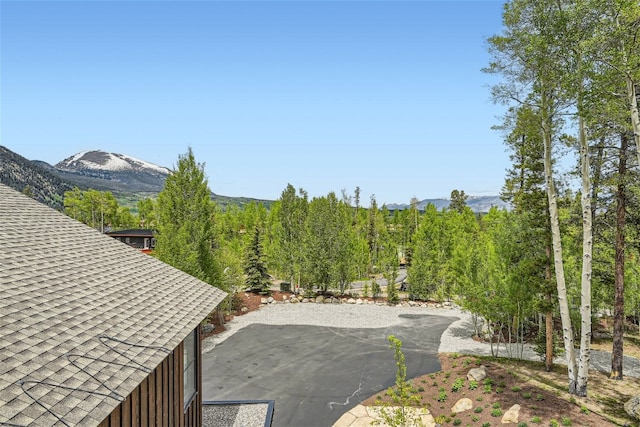 exterior space featuring a mountain view