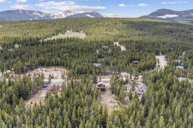 1576 Bobcat Ln, Fairplay, CO 80440 - aerial view of property and surrounding area with a heavily wooded area and a mountainous background