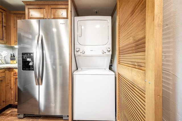 1463 Flattop Cir Unit 302, Steamboat Springs, CO 80487 - washroom with estacked washer and dryer