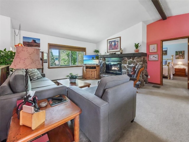 1346 Rainbow Dr, Silverthorne, CO 80498 - carpeted living room featuring a fireplace