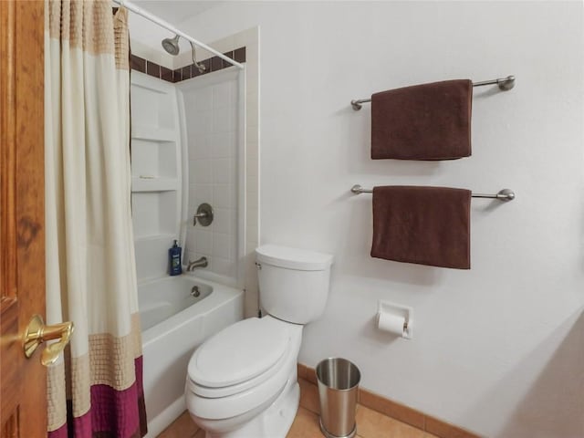 1346 Rainbow Dr, Silverthorne, CO 80498 - bathroom featuring shower / bath combo with shower curtain and tile patterned floors