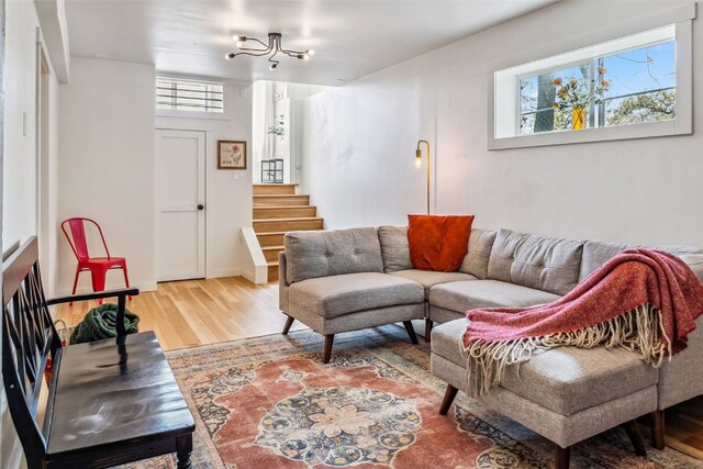 530 Castello Ave, Fairplay, CO 80440 - living room featuring wood finished floors and stairs