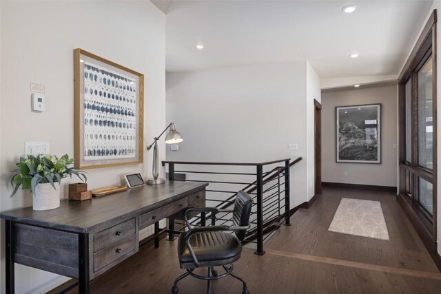 11 Glazer Trl, Silverthorne, CO 80498 - interior space with an upstairs landing, wood finished floors, recessed lighting, and baseboards