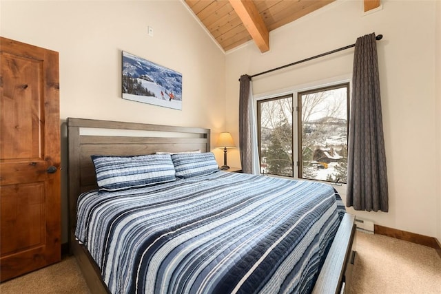1945 Cornice Rd Unit 304 2334, Steamboat Springs, CO 80487 - carpeted bedroom featuring wood ceiling, baseboards, and lofted ceiling with beams