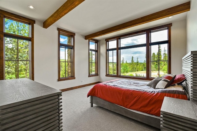 455 Highfield Trl, Breckenridge, CO 80424 - bedroom with beamed ceiling, carpet, and recessed lighting