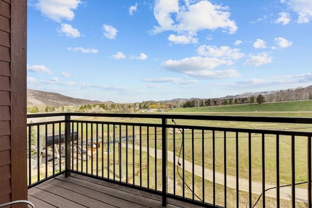 deck with a mountain view