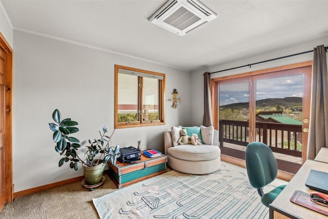 663 Amethyst Dr, Steamboat Springs, CO 80487 - office space with plenty of natural light, carpet flooring, baseboards, and crown molding