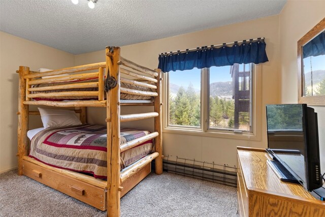 1513 E Keystone Rd Unit 2967, Keystone, CO 80435 - bedroom with a baseboard heating unit, multiple windows, a textured ceiling, and carpet