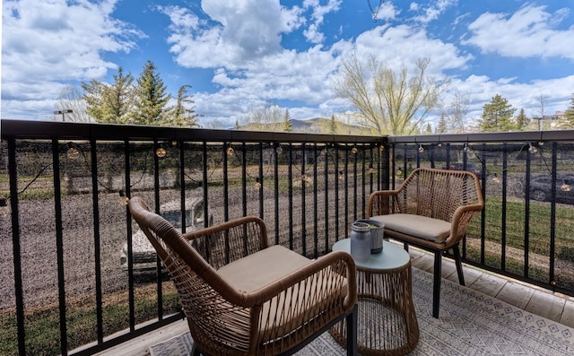 balcony with a mountain view