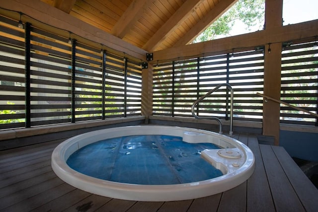 view of pool featuring an indoor hot tub