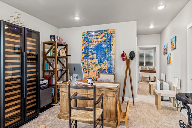 23430 Postrider Trl, Oak Creek, CO 80467 - carpeted office featuring beverage cooler and recessed lighting