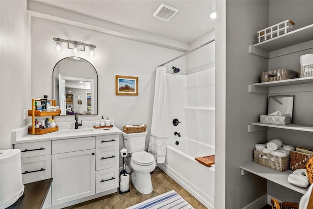 23430 Postrider Trl, Oak Creek, CO 80467 - bathroom with toilet, shower / tub combo with curtain, and vanity