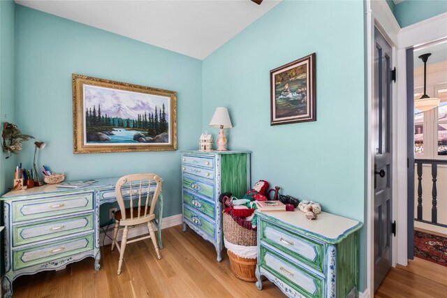 25640 6th Ave, Hahns Peak, CO 80428 - bedroom featuring baseboards and wood finished floors