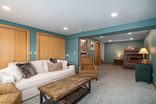 43855 Old Elk Trl, Steamboat Springs, CO 80487 - living area featuring recessed lighting, light carpet, and baseboards